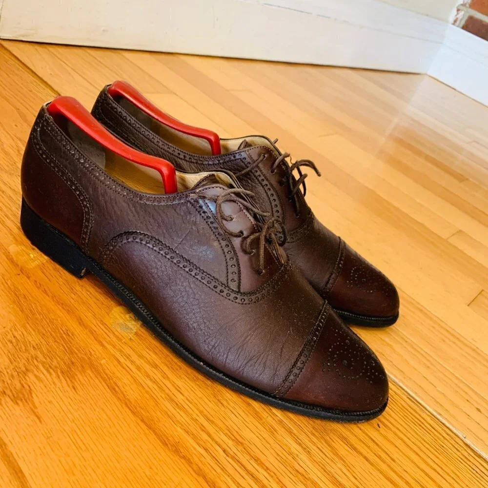 M By Bruno Magli Leather Cap Toe Oxford Men's Shoes Made In Italy